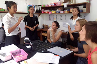 Cambodian women and Kenan-Flagler students meeting together