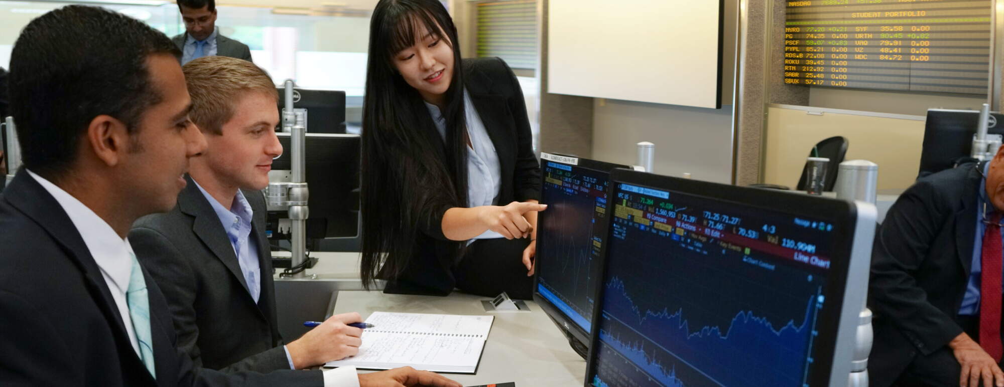 students in capital markets lab
