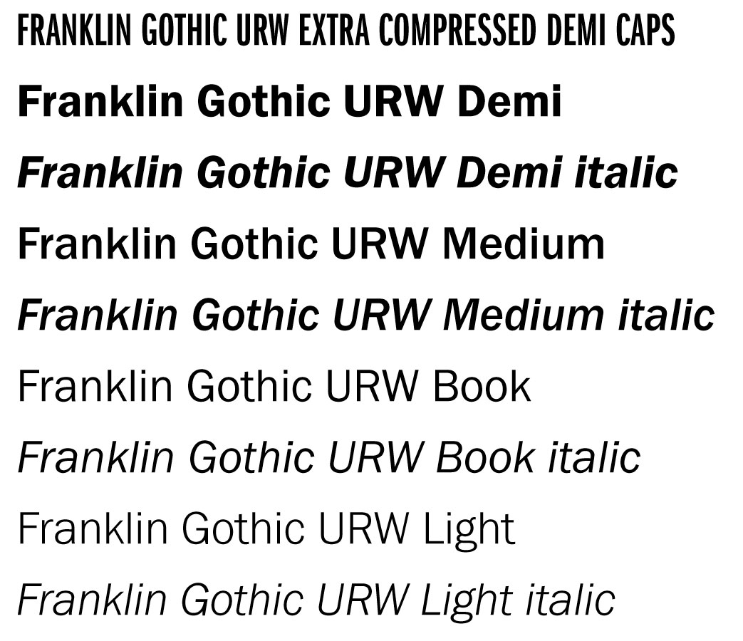 Franklin Gothic URL font examples