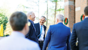 Dean Douglas Shackleford with crowd at Kenan-Flagler time capsule dedication