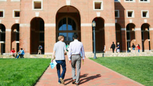 UNC Kenan-Flagler plaza view of McColl with students walking