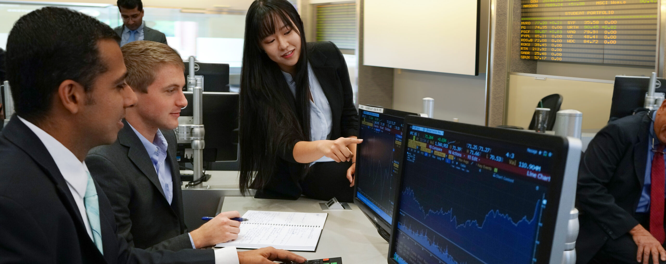 students in capital markets lab