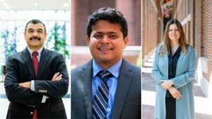 (From left to right): Professors Vinayak Deshpande, Sandeep Rath and Eva Labro