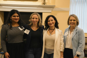 The 2024 Developing Women Leaders event focused on AI and empowering female business leaders within the growing field, highlighted by speakers Phaedra Boinodiris (MBA ‘08), third from left. 