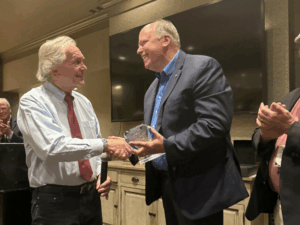 Ted Zoller accepts his Karl Vesper Pioneer Award.