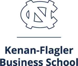 Vertical Kenan-Flagler logo in White with Navy text