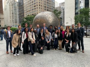 Student group standing together in NYC