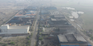 Polluted town from above