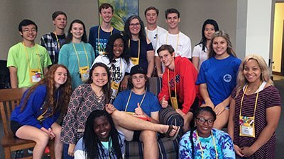 Emily Linder with 16 students at the Mississippi Governor's School