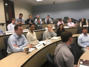 Students talking in a class