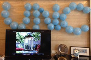 Kane's home decked out in Carolina swag for an admitted student gathering.