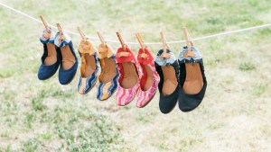 Image of shoes on a clothesline