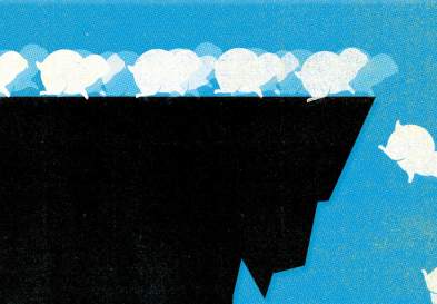 Graphic showing animal herd following one another