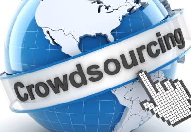 globe with digital finger on crowdsourcing
