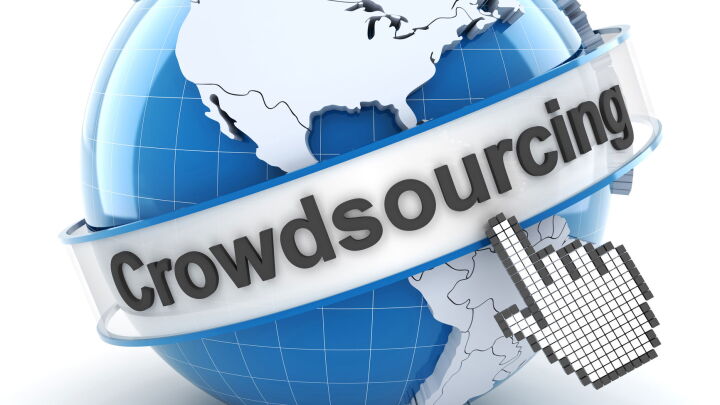 globe with digital finger on crowdsourcing