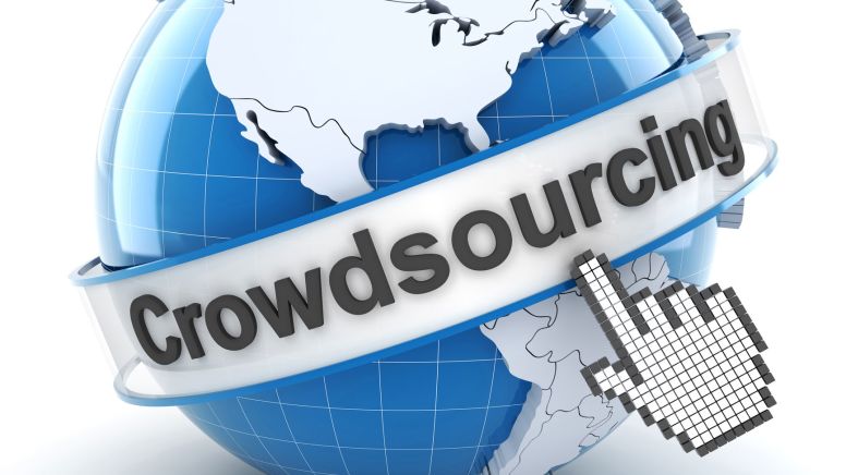 globe with digital finger on crowdsourcing