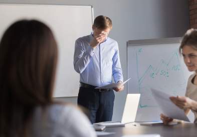 Man anxious at work