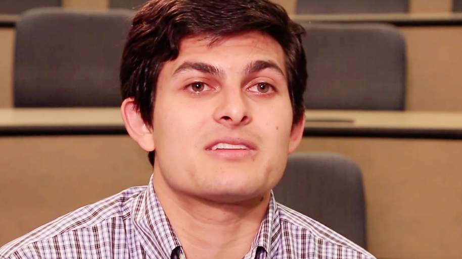 Dominick Viramontes sitting in a classroom