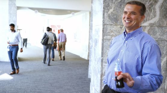 David Byers, standing with a Coke