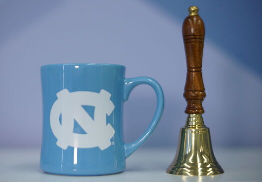 UNC coffee mug and bell