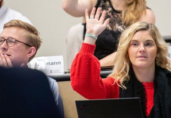 Female student in MBA class