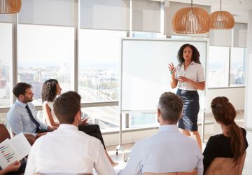 Woman leading meeting