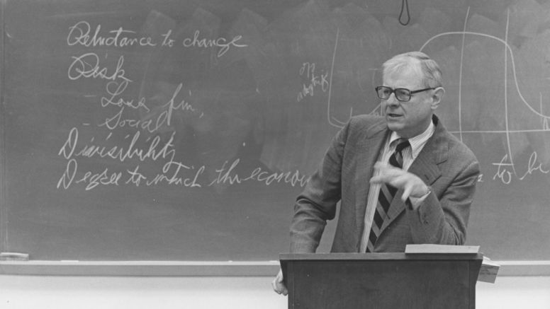 C.L. Kendall with blackboard