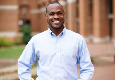 Jermyn Davis Standing In Front Of McColl Building at UNC Kenan-Flagler