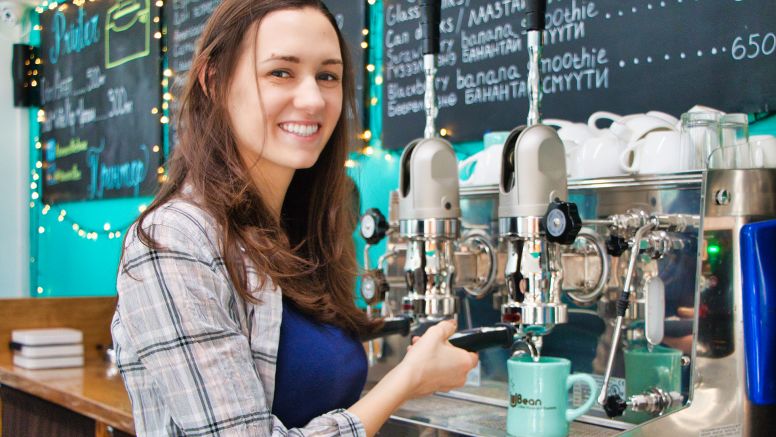Katie Ramos Making A Latte