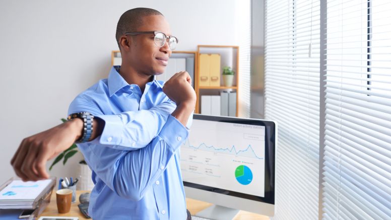 Business Man Stretching