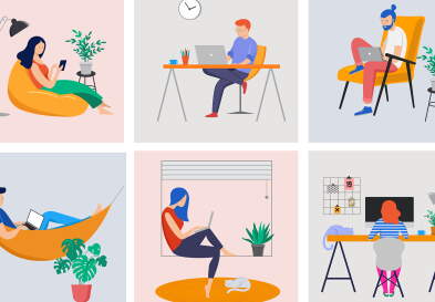 Graphic Of Remote Workers At Home