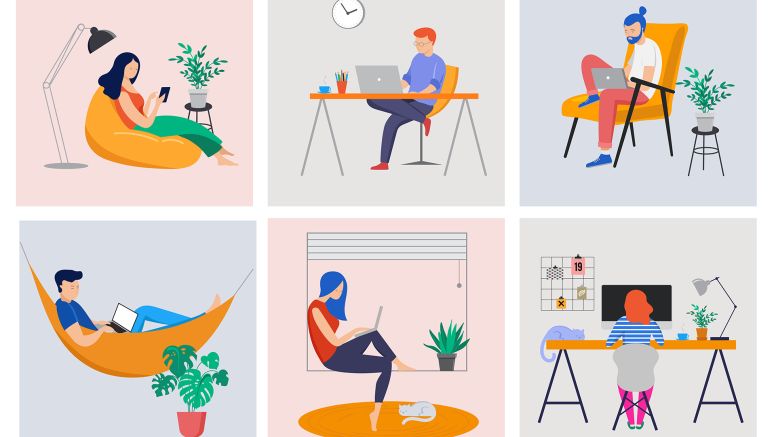 Graphic Of Remote Workers At Home