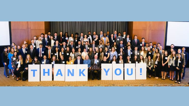 Thank You Sign In Front Of Students At UNC Kenan-Flagler