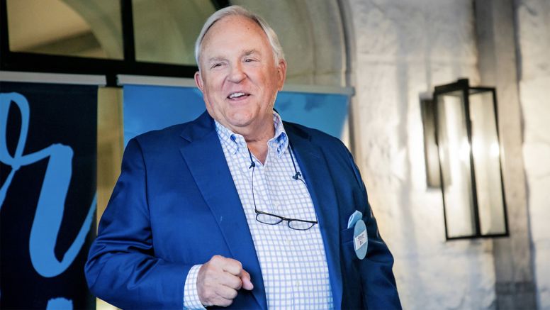 Smiling Steve Bell Gives A Speech For UNC