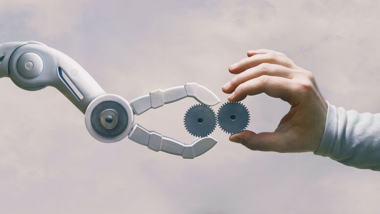 Robot And Human Hand with Gears