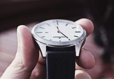 A closeup of a hand holding a watch.