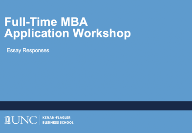 Full-Time MBA Application Workshop - Essay responses