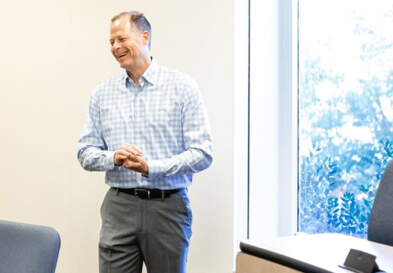 University of North Carolina at Chapel Hill professor Dave Hofmann teaching in a university classroom.