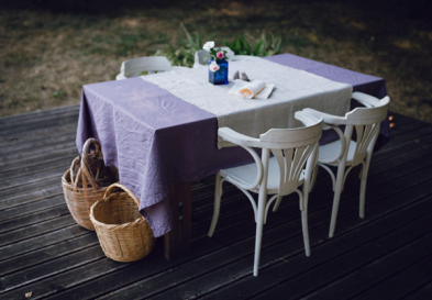 Outdoor table with linens
