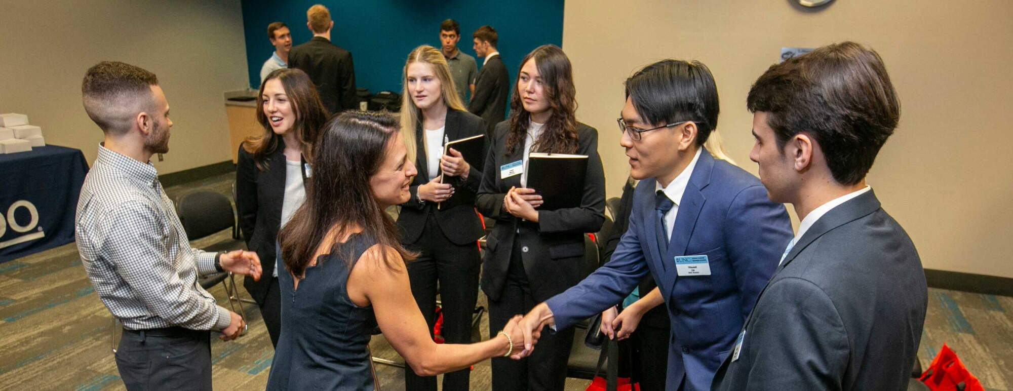 UNC MAC students speak with recruiters at the 2022 meet the firms structured recruiting event