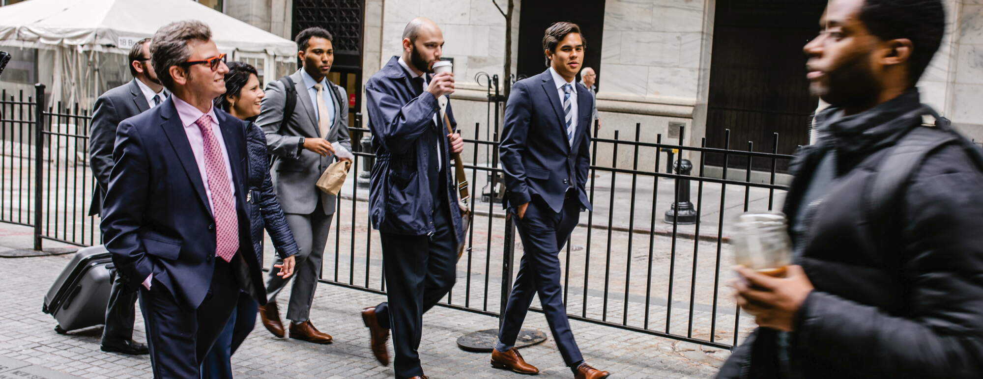 Students walking by the exchange building