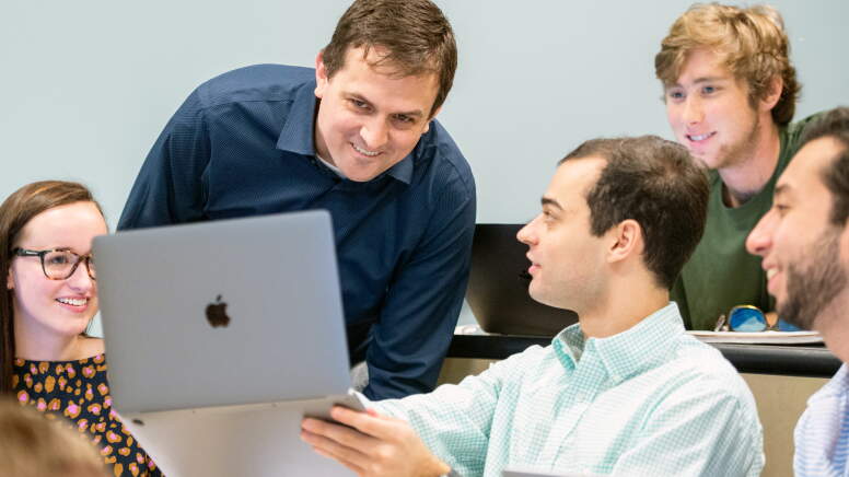 Professor and students in classroom