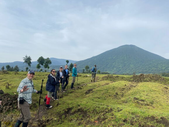 Students climbing mountain