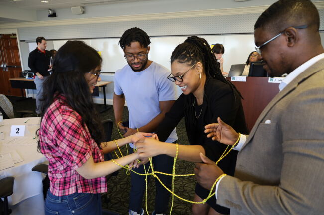Vetter Dean's Fellows doing a team building exercise