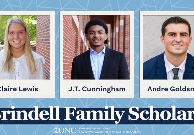Brindell Family Scholars: Claire Lewis, J.T. Cunningham, Andre Goldman
