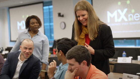 Eva Labro with students