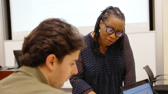 Stephanie Mahin with student