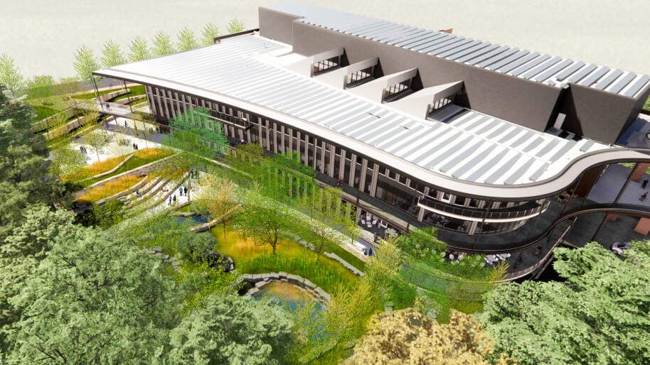 Birdseye view of new building