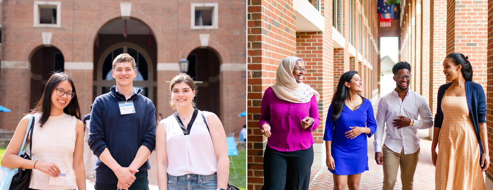 Images of students smiling and walking at McColl Building