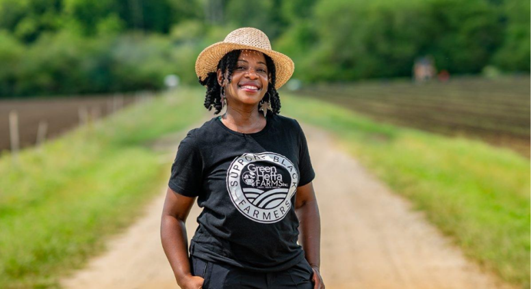 Clarenda Stanley standing outside